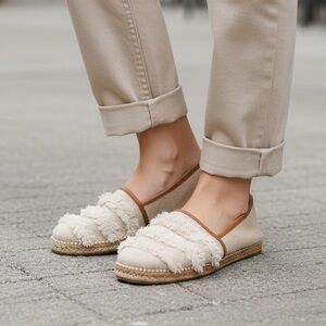 ED by Ellen DeGeneres Women’s 11 Cream Nolana slip-on espadrille Leather flats